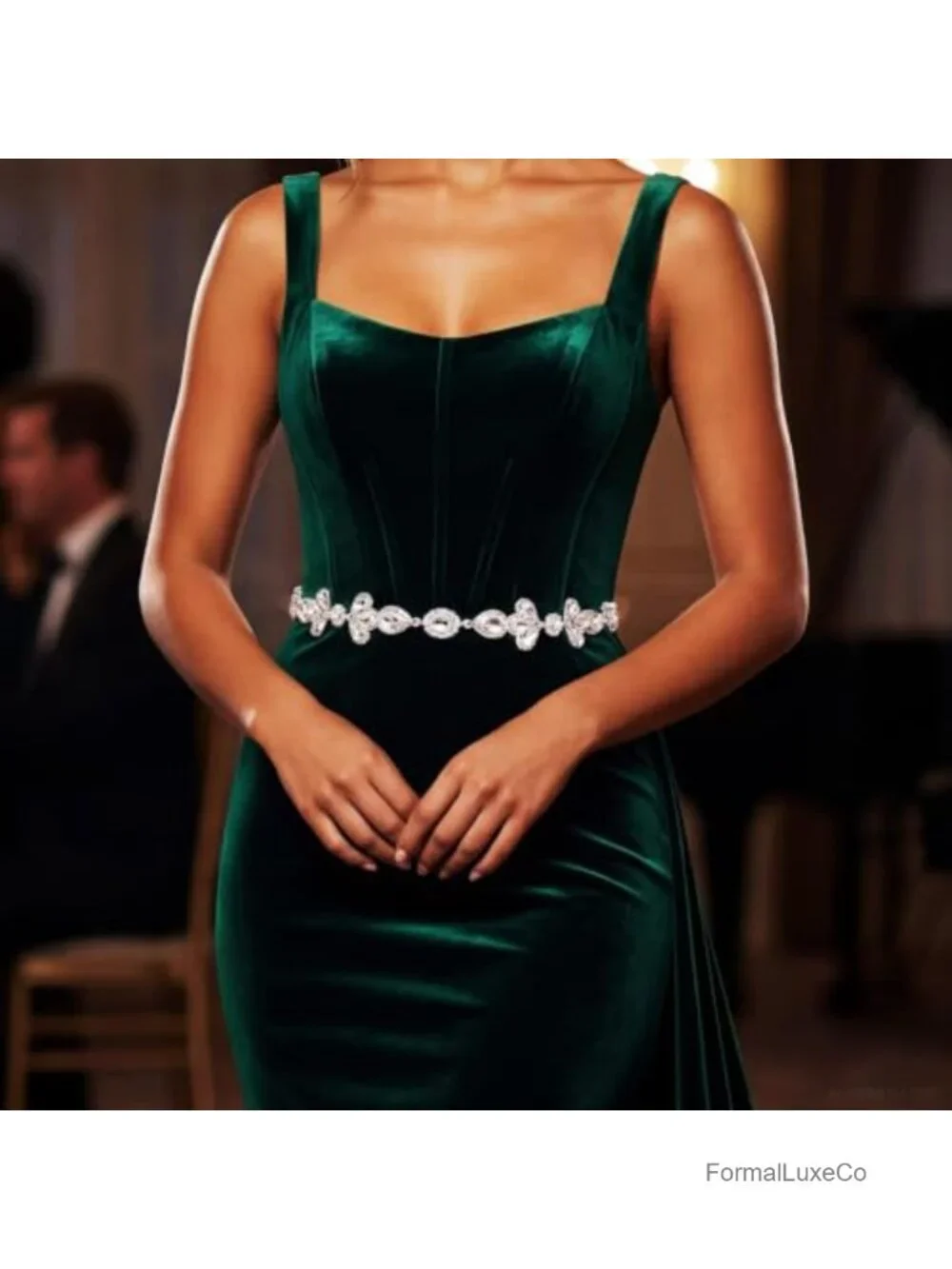 Rhinestone Chain Belt Sparkly Waist Chain for Dresses